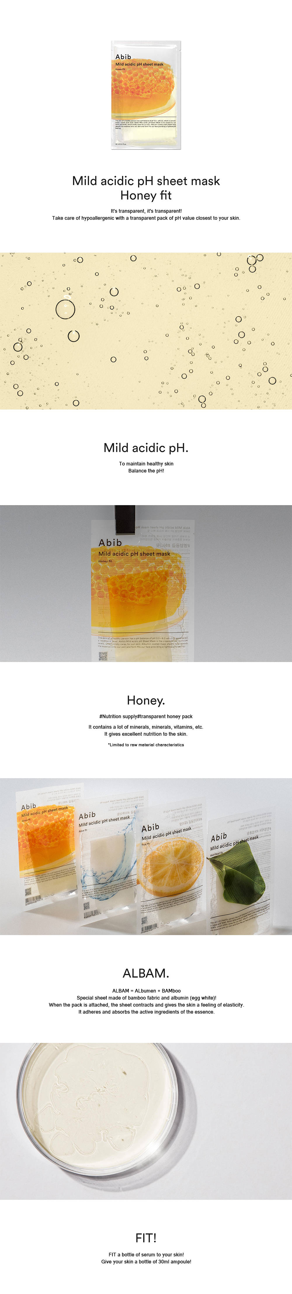 [Abib] Mild Acidic pH Sheet Mask #Honey Fit 10ea