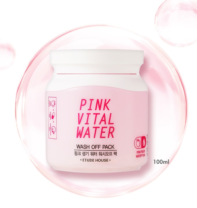 Vital water. Etude House маска Pink Vital Water Wash off Pack с экстрактом персика. Pink Vital Water Wash off Pack. Etude House Pink Vital Water. Маски Этюд Хаус.