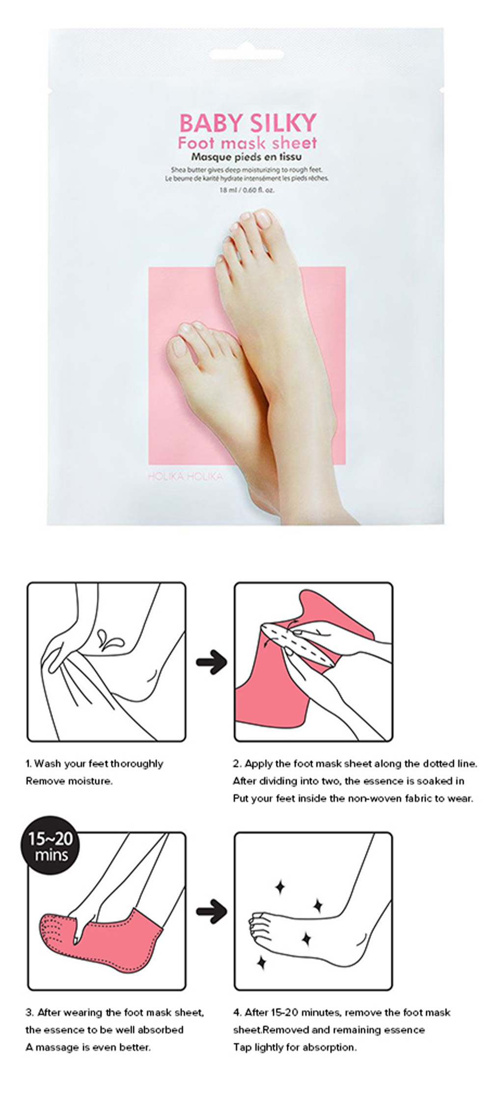 [HOLIKA HOLIKA] Baby Silky Foot Mask Sheet