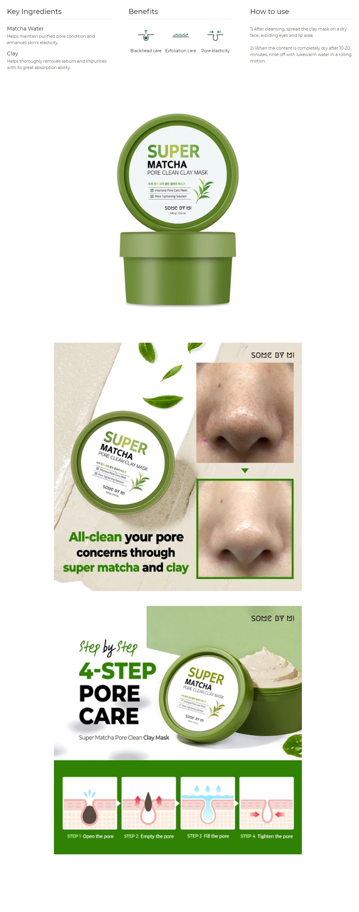 [SOME BY MI] Super Matcha Pore Clean Clay Mask 100g