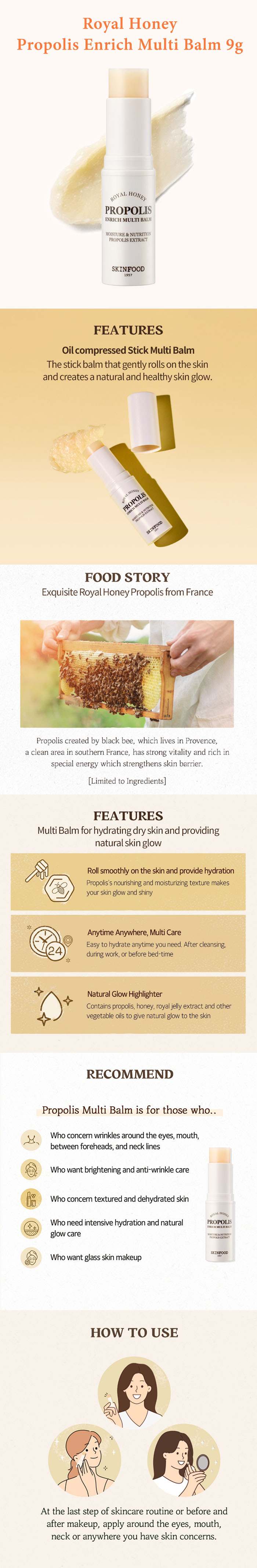 [SKINFOOD] Royal Honey Propolis Enrich Multi Balm 9g