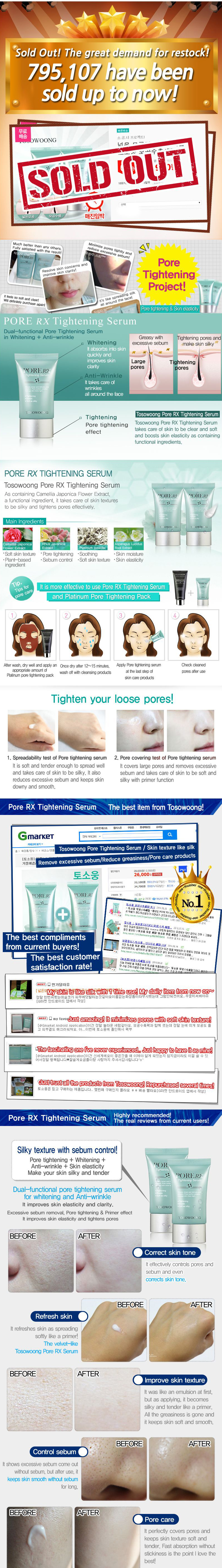 [TOSOWOONG] Double Effect Pore RX Tightening Serum [Dual-functional in Whitening and Anti-Wrinkle]